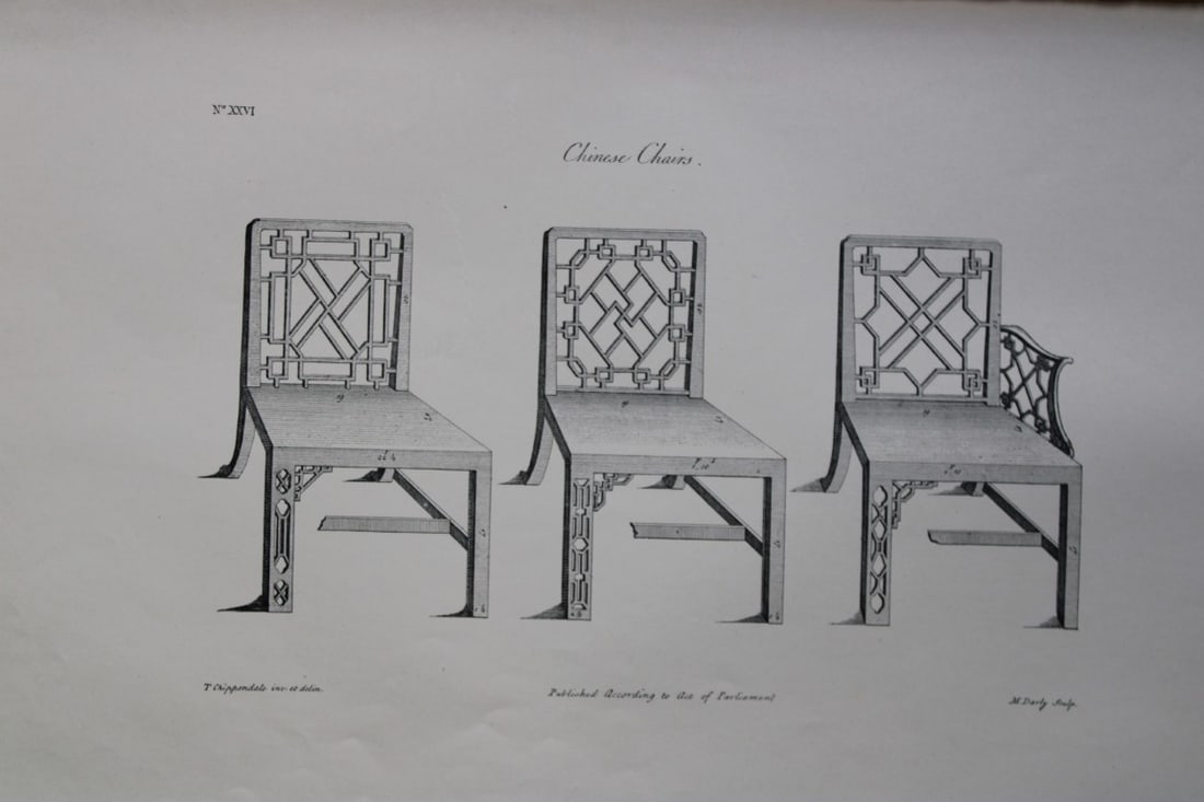 Thomas Chippendale - Original engraving of Chinese Chairs 1762 (1 of 1)
