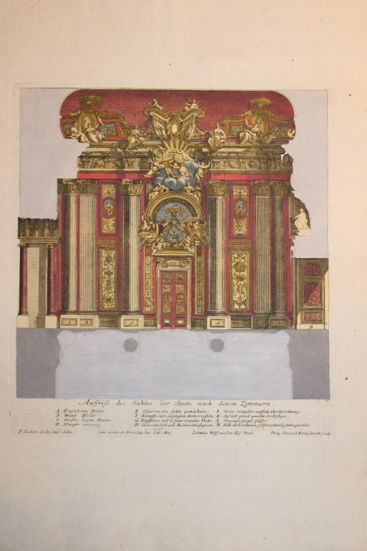 Paul Decker - Rare engraving Pl 11 Elevation of the Salon 1711 (1 of 2)