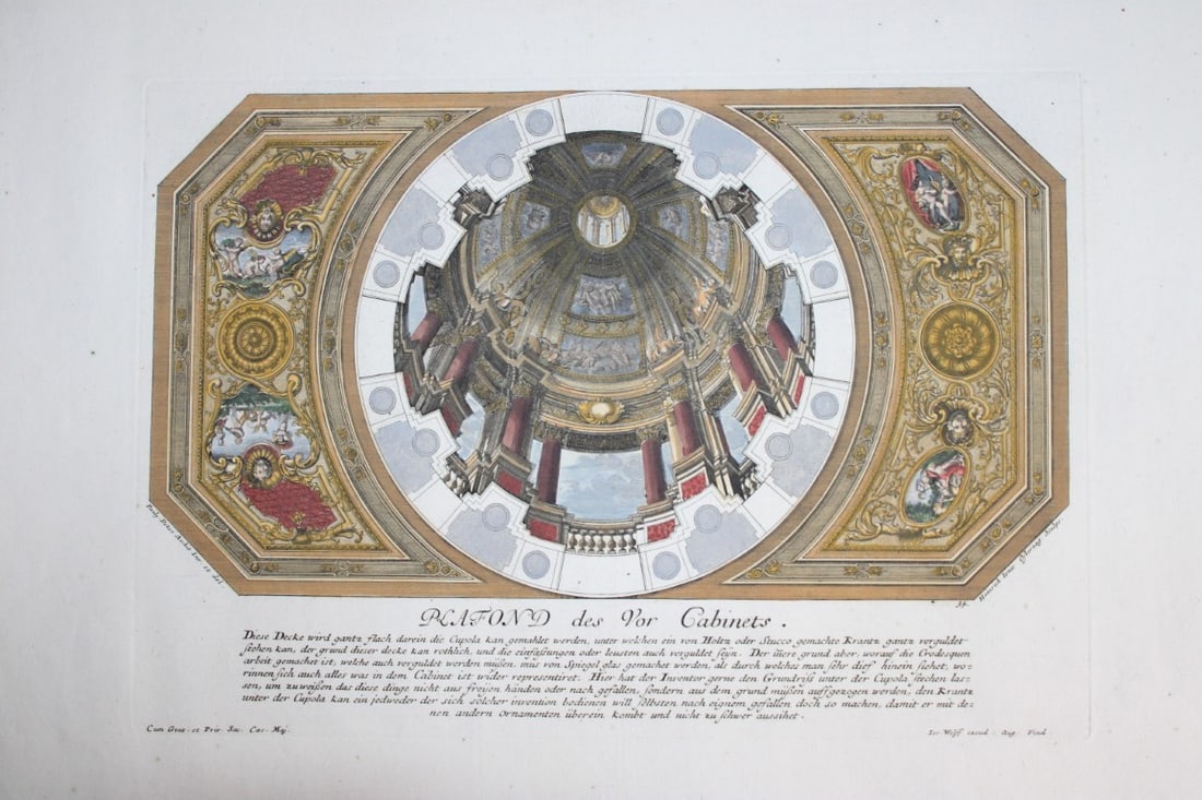 Paul Decker - Rare engraving Pl 34 Ceiling Fresco 1711 (1 of 2)