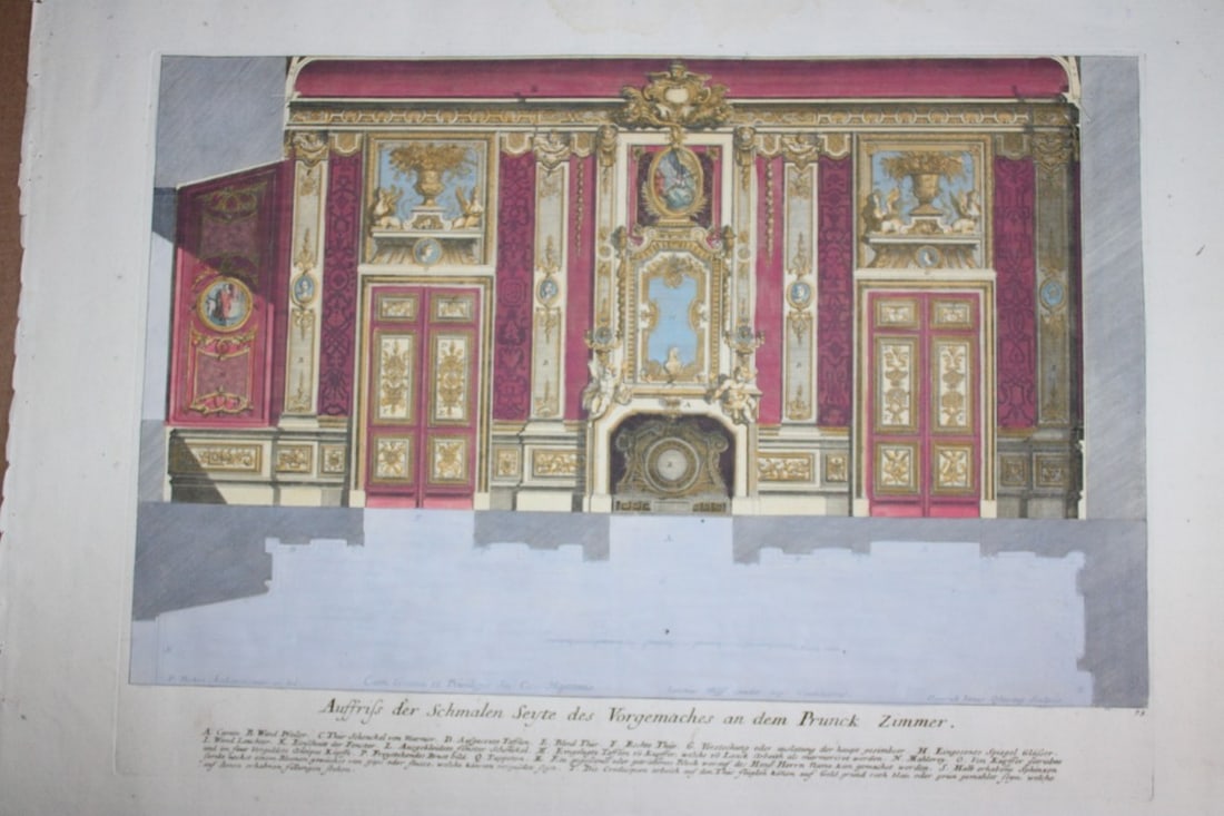 Paul Decker - Rare engraving Pl 43 Anteroom to the State Room 1711 (1 of 2)