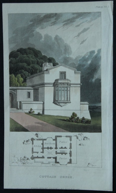 R Ackermann - Hand coloured engraving of Cottage Ornee 1816 (1 of 1)