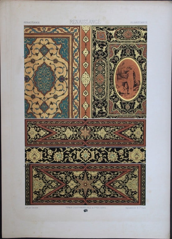A Racinet - Original lithograph of Renaissance designs 1873 (1 of 1)
