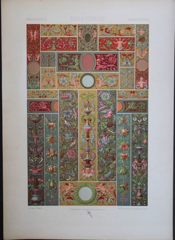 A Racinet - Original lithograph of Renaissance designs 1873 (1 of 1)