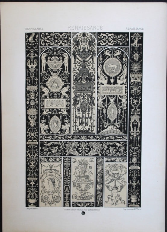 A Racinet - Original lithograph of Renaissance designs 1873 (1 of 1)