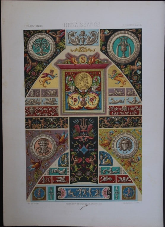 A Racinet - Original lithograph of Renaissance designs 1873 (1 of 1)