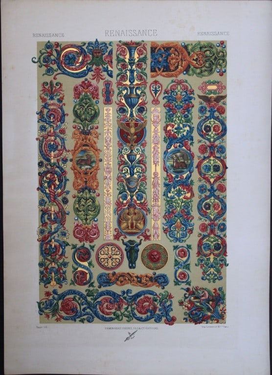 A Racinet - Original lithograph of Renaissance designs 1873 (1 of 1)
