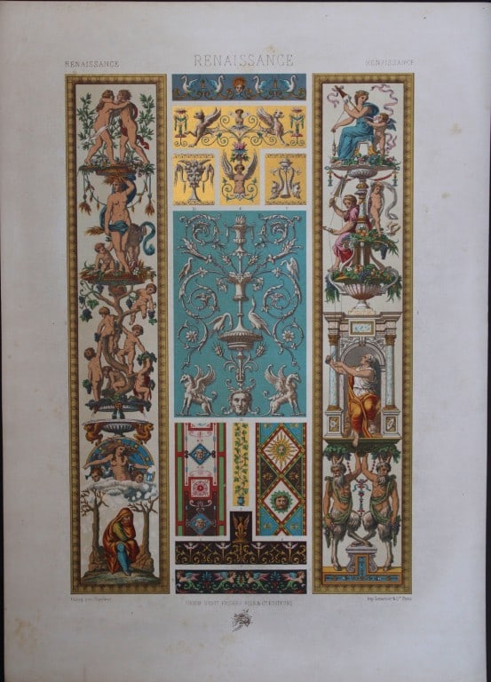 A Racinet - Original lithograph of Renaissance designs 1873 (1 of 1)