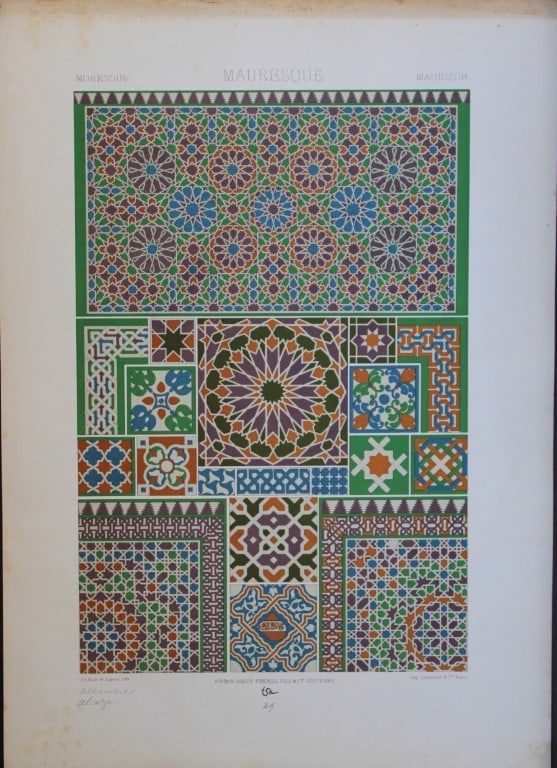 A Racinet - Original lithograph of Moorish designs 1873 (1 of 1)