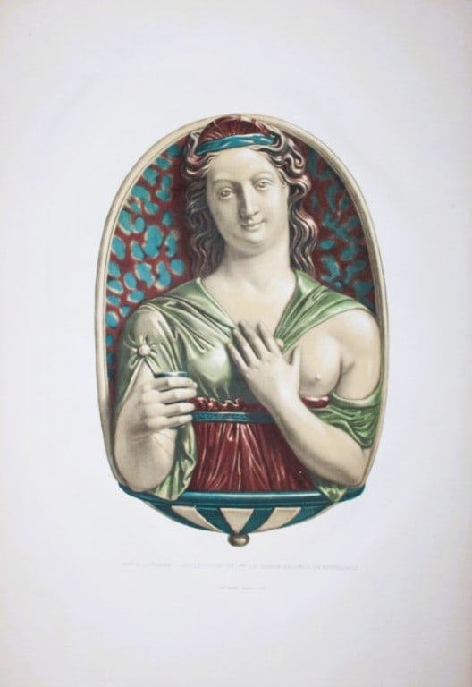 Delange and Bornemann - Porte-lumiere 1862: This lithograph is of a Porte-lumiere - collection de Mr. le baron Salomon de Rothschild is from Monographie de L?Oeuvre de Bernard Palissy suivie d'un Choix de ses Continuateurs ou Imitateurs by M. A