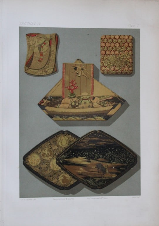 George A Audsley - The Ornamental Arts of Japan 1882: These beautiful chromolithographic prints are from The Ornamental Arts of Japan by George Ashdown Audsley. 1st edition, published by Sampson Low, Marston, Searle, & Rivington, London 1882-4, This gran