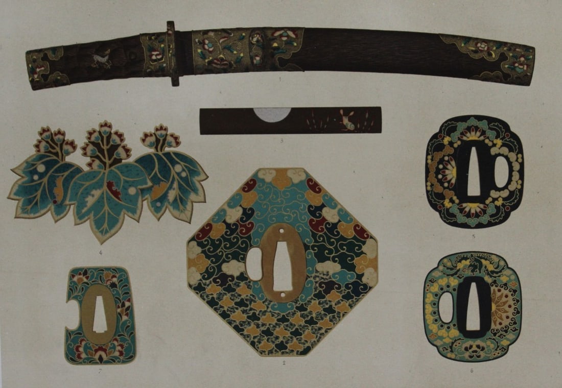 George A Audsley - The Ornamental Arts of Japan 1882: These beautiful chromolithographic prints are from The Ornamental Arts of Japan by George Ashdown Audsley. 1st edition, published by Sampson Low, Marston, Searle, & Rivington, London 1882-4, This gran