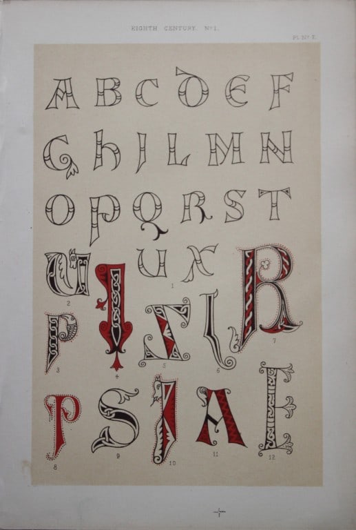 Tymms and Digby Wyatt - Chromolithographic print from the Art of Illuminating 1860: This beautiful chromolithographic print isfrom The Art of Illuminating as Practised in Europe from the Earliest Times by W R Tymms and M Digby Wyatt. Published by Day & Son, London 1860. 1st Edition.