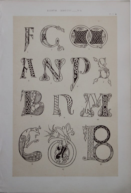 Tymms and Digby Wyatt - Chromolithographic print from the Art of Illuminating 1860: This beautiful chromolithographic print isfrom The Art of Illuminating as Practised in Europe from the Earliest Times by W R Tymms and M Digby Wyatt. Published by Day & Son, London 1860. 1st Edition.