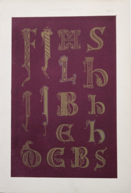 Tymms and Digby Wyatt - Chromolithographic print from the Art of Illuminating 1860: This beautiful chromolithographic print isfrom The Art of Illuminating as Practised in Europe from the Earliest Times by W R Tymms and M Digby Wyatt. Published by Day & Son, London 1860. 1st Edition.