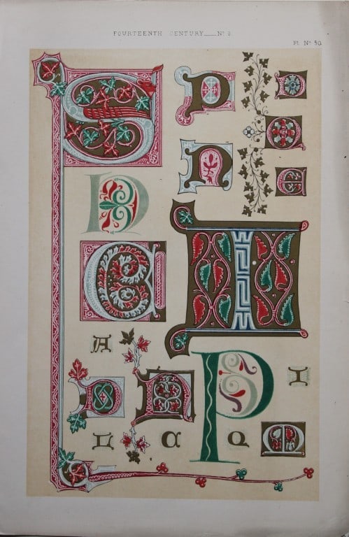 Tymms and Digby Wyatt - Chromolithographic print from the Art of Illuminating 1860 (1 of 1)