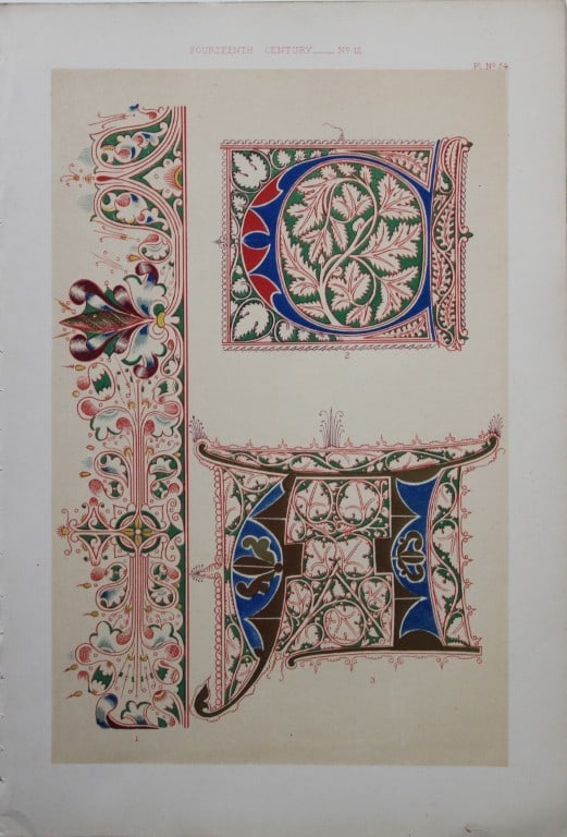 Tymms and Digby Wyatt - Chromolithographic print from the Art of Illuminating 1860 (1 of 1)