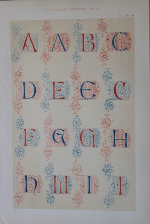 Tymms and Digby Wyatt - Chromolithographic print from the Art of Illuminating 1860: This beautiful chromolithographic print isfrom The Art of Illuminating as Practised in Europe from the Earliest Times by W R Tymms and M Digby Wyatt. Published by Day & Son, London 1860. 1st Edition.