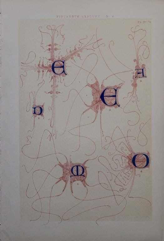 Tymms and Digby Wyatt - Chromolithographic print from the Art of Illuminating 1860: This beautiful chromolithographic print isfrom The Art of Illuminating as Practised in Europe from the Earliest Times by W R Tymms and M Digby Wyatt. Published by Day & Son, London 1860. 1st Edition.