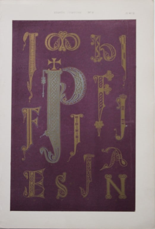 Tymms and Digby Wyatt - Chromolithographic print from the Art of Illuminating 1860: This beautiful chromolithographic print isfrom The Art of Illuminating as Practised in Europe from the Earliest Times by W R Tymms and M Digby Wyatt. Published by Day & Son, London 1860. 1st Edition.