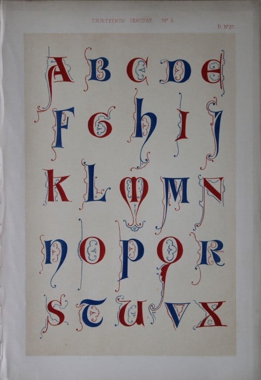 Tymms and Digby Wyatt - Chromolithographic print from the Art of Illuminating 1860 (1 of 1)