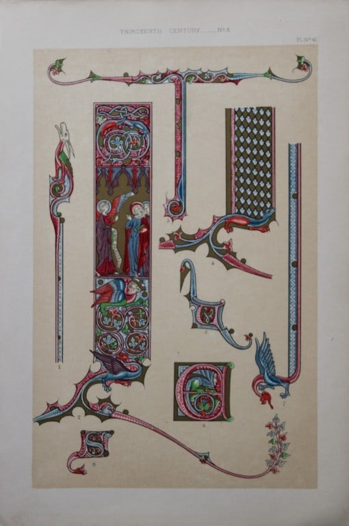 Tymms and Digby Wyatt - Chromolithographic print from the Art of Illuminating 1860 (1 of 1)