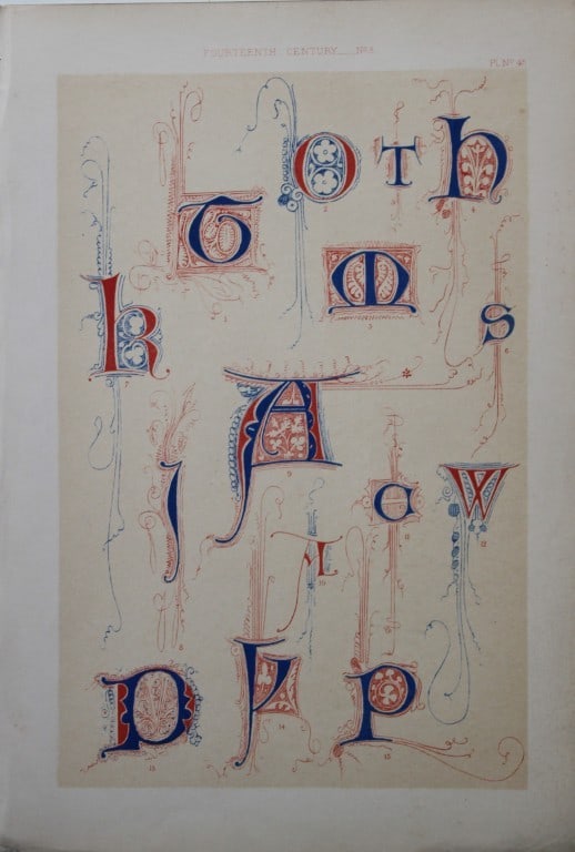 Tymms and Digby Wyatt - Chromolithographic print from the Art of Illuminating 1860: This beautiful chromolithographic print isfrom The Art of Illuminating as Practised in Europe from the Earliest Times by W R Tymms and M Digby Wyatt. Published by Day & Son, London 1860. 1st Edition.