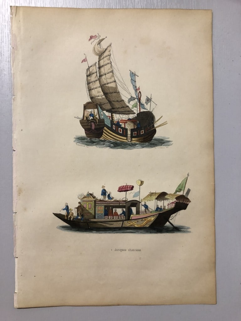 A Wahlen - Woodcut engraving of Chinese Junks 1843 (1 of 1)
