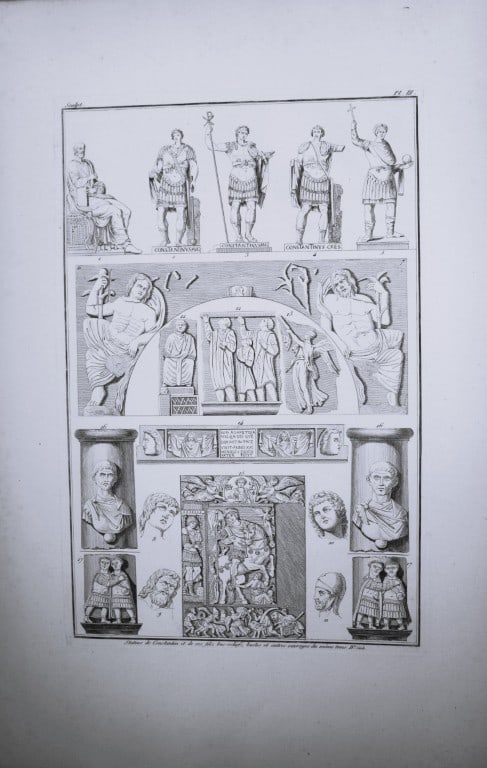 Seroux D'Agincourt - Engraving of monuments in France 1823: This engraving is from Histoire de l'art par les monumens, depuis sa de?cadence au IVe sie?cle jusqu'a? son renouvellement au XIVe (History of art through monuments, from its decline in the 4th centur