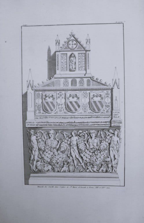 Seroux D'Agincourt - Engraving of monuments in France 1823: This engraving is from Histoire de l'art par les monumens, depuis sa de?cadence au IVe sie?cle jusqu'a? son renouvellement au XIVe (History of art through monuments, from its decline in the 4th centur