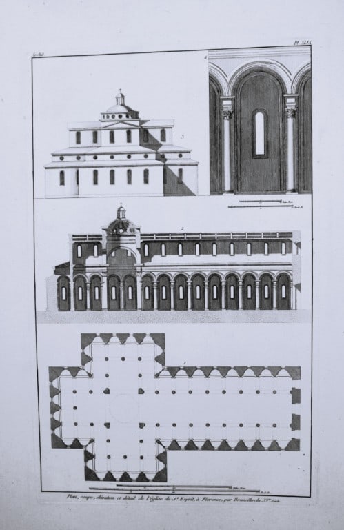 Seroux D'Agincourt - Engraving of monuments in France 1823: This engraving is from Histoire de l'art par les monumens, depuis sa de?cadence au IVe sie?cle jusqu'a? son renouvellement au XIVe (History of art through monuments, from its decline in the 4th centur