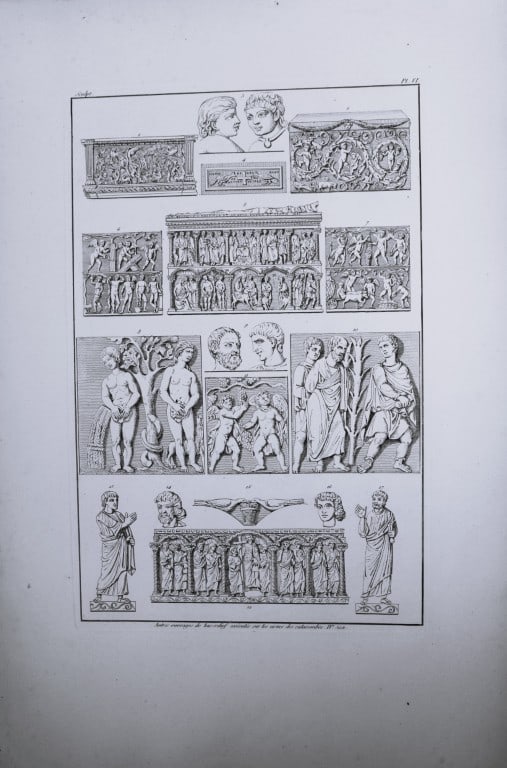 Seroux D'Agincourt - Engraving of monuments in France 1823: This engraving is from Histoire de l'art par les monumens, depuis sa de?cadence au IVe sie?cle jusqu'a? son renouvellement au XIVe (History of art through monuments, from its decline in the 4th centur