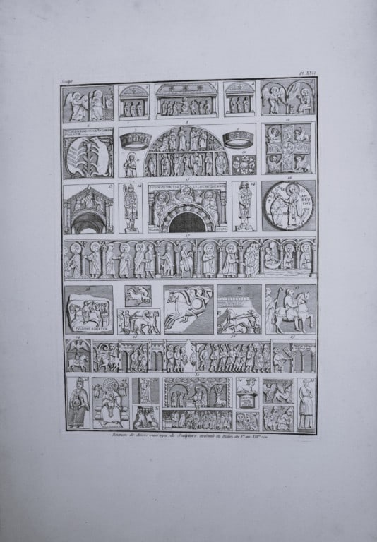 Seroux D'Agincourt - Engraving of monuments in France 1823: This engraving is from Histoire de l'art par les monumens, depuis sa de?cadence au IVe sie?cle jusqu'a? son renouvellement au XIVe (History of art through monuments, from its decline in the 4th centur
