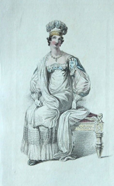 R Ackermann - Hand coloured engraving of an Opera Dress 1816 (1 of 1)