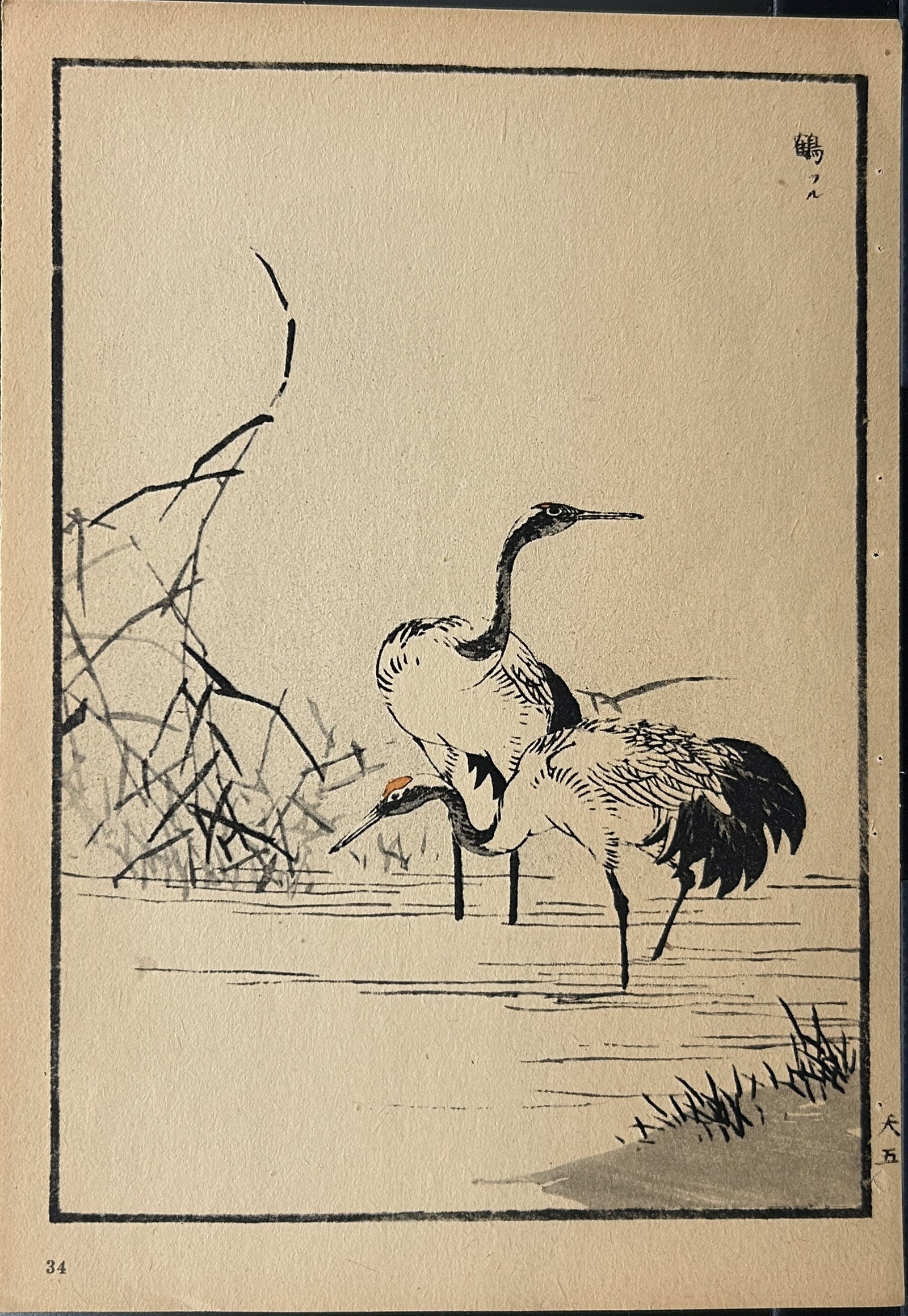 Kono Bairei - 2 Japanese woodblock prints of birds and flowers 1952 (1 of 2)