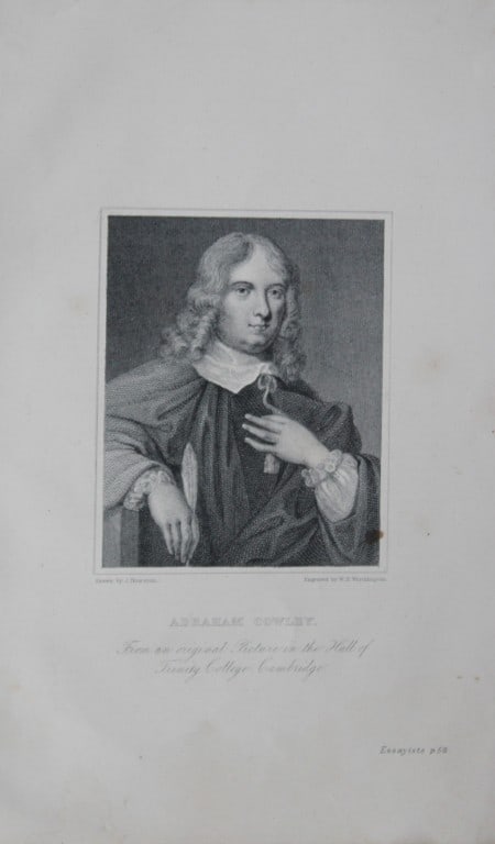 J Thurston - Abraham Cowley engraved by WH Worthington c1840 (1 of 1)