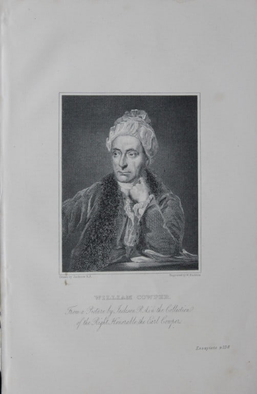 Jackson RA - William Cowper engraved by W Raddon c1840: This engraving of William Cowper, an English poet, is by W Raddon after a painting by Jackson RA c1840.Size: 4in x 3in (10cm x 8cm)