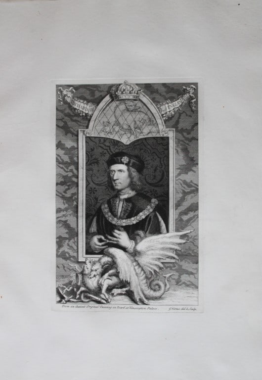 George Vertue - Rare folio engraving of Richard III 1736 (1 of 2)