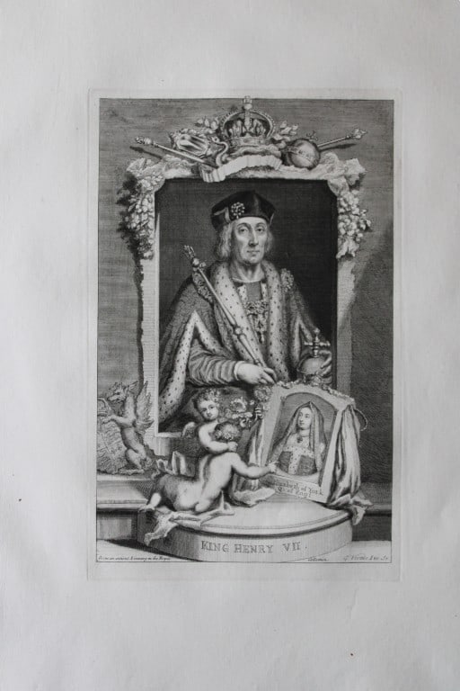 George Vertue - Rare folio engraving of Henry VII 1736 (1 of 2)