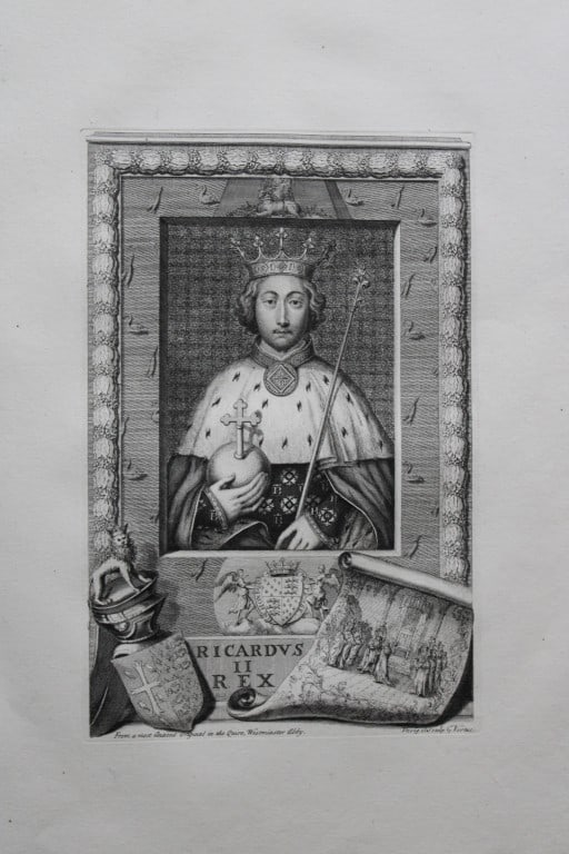 George Vertue - Rare folio engraving of Richard II 1736 (1 of 2)