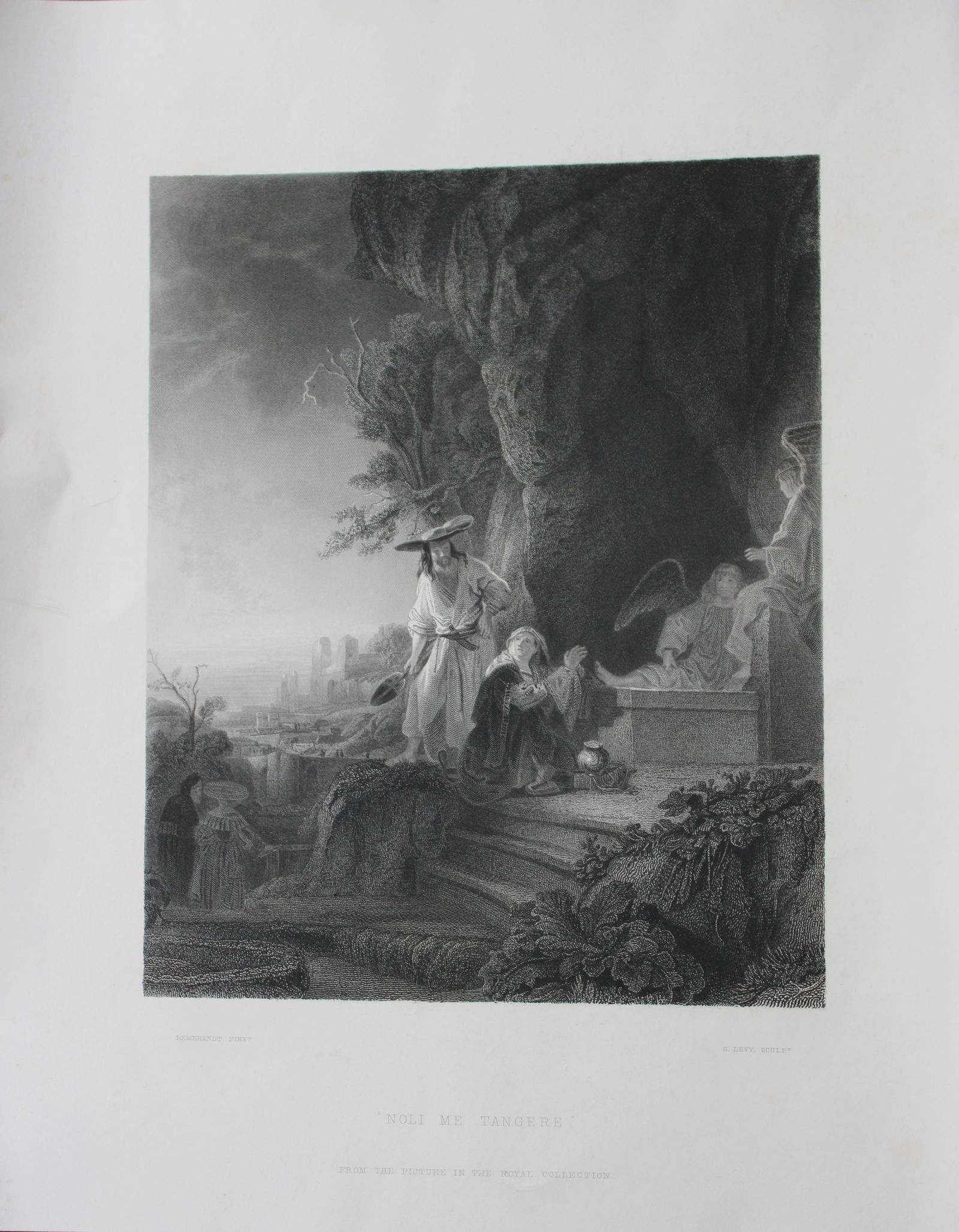 Rembrandt - Noli me tangere engraved by G Levy 1857. (1 of 4)