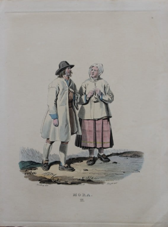 Sandberg - 2 lithographs by Forssell of Mora folk, Sweden 1836 (1 of 2)