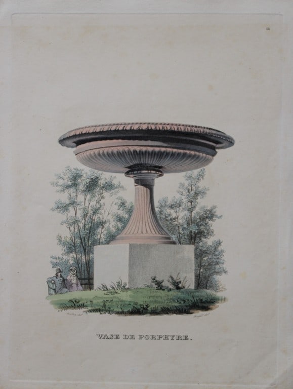 Sandberg - 2 lithographs by Forssell of Mora and Porphure Vase, Sweden 1836: These hand-coloured lithograhs of Swedish folk costumes are from Une Annee en Suede by CD Forssell and JG Sandberg. Published by LJ Hjerta, Stockholm 1836.The plates depict Swedish landscapes, buildin