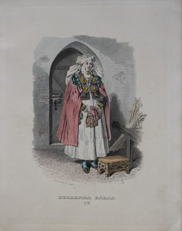 Sandberg - 2 lithographs by Forssell of Torna Harad and Herrestad Harad folk, Sweden 1836 (1 of 2)
