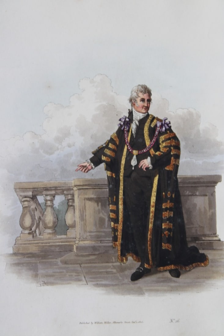 William H Pyne - Lord Mayor 1808: This aquatint engraving is from The Costumes of Great Britain designed, engraved and written by William Henry Pyne, published in 1808 by William Miller, London. Size: Approx 14in x 10.25in (36cm x 26c