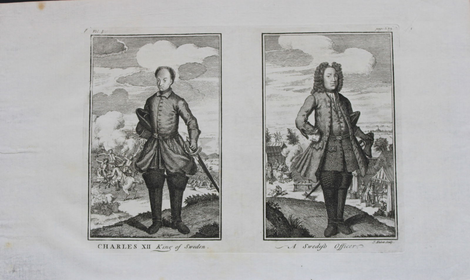 Charles XII, King of Sweden and Baron Gortz 18th century engraving (1 of 2)