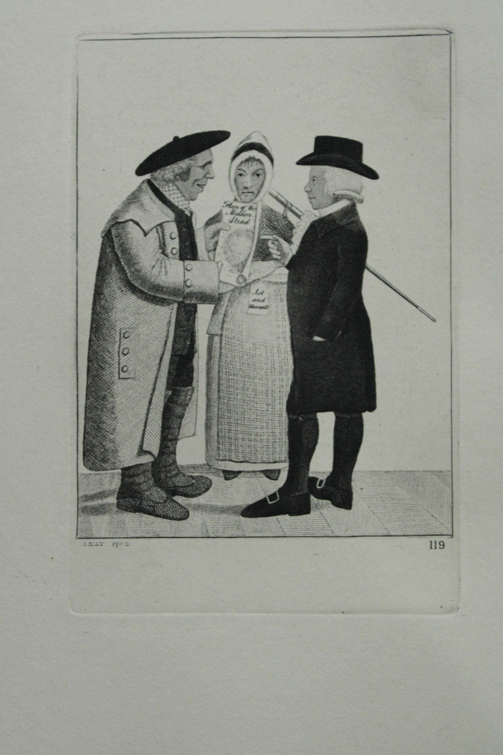 John Kay - 2 etchings of Scottish characters 1877: These engravings are from A Series of Original Portraits and Caricature Etchings by John Kay. Published by Adam and Charles Black, Edinburgh, 1877. These prints feature: 1. Andrew Nicol 2. Andrew Nico
