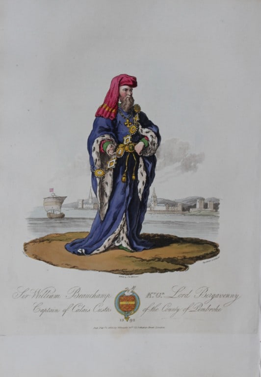 CH Smith - Sir William Beauchamp, Lord Bergavenny 1814: This hand-coloured aquatint is from Selections of the Ancient Costume of Great Britain and Ireland From the Seventh to the Sixteenth Century by Charles Hamilton Smith. Published in London by William B