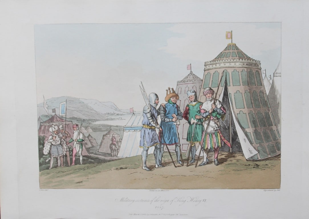 CH Smith - Military Costumes of the Reign of King Henry VI 1814: This hand-coloured aquatint is from Selections of the Ancient Costume of Great Britain and Ireland From the Seventh to the Sixteenth Century by Charles Hamilton Smith. Published in London by William B