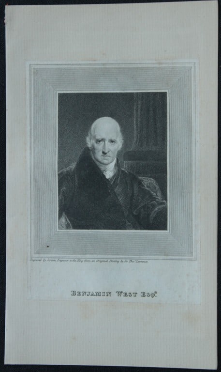 Edward Scriven - Engraving of Benjamin West 1809: Size: approx 6.5in x 8.5in (16cm x 21cm)