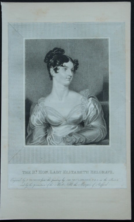 James Thomson - Lady Elizabeth Belgrave 1825: Size: approx 6.5in x 8.5in (16cm x 21cm)